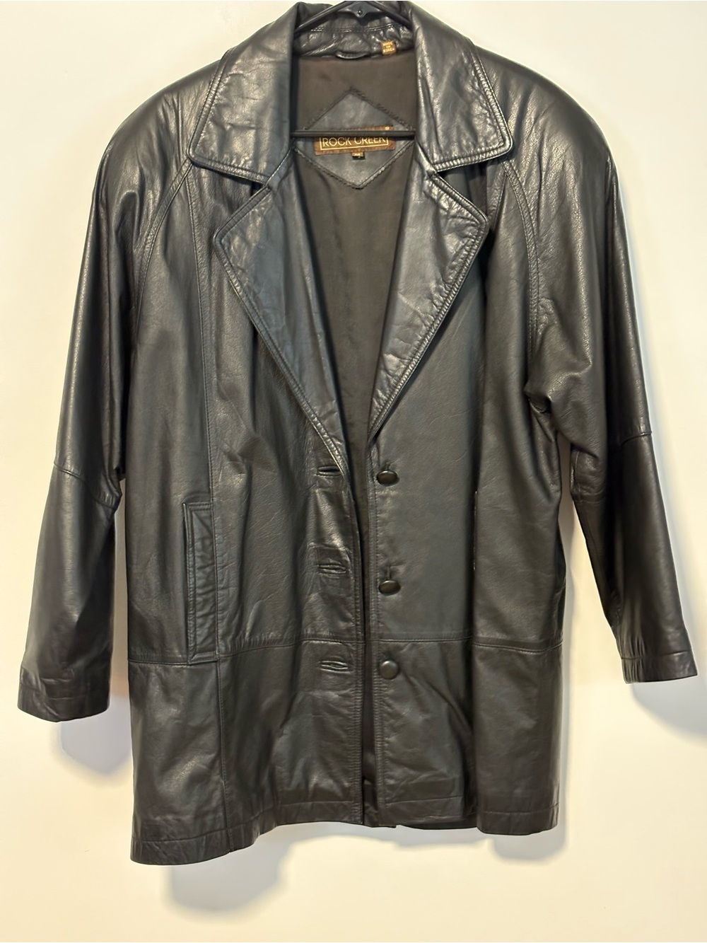 Rock Creek Black Leather Longline Coat-Style Jacket